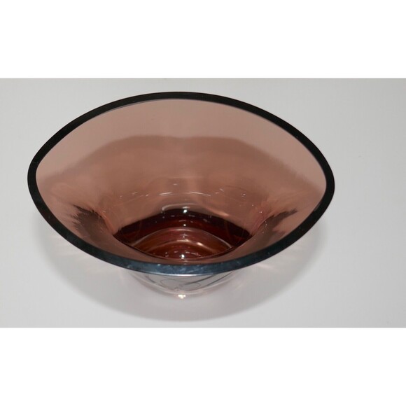 Bombay Heavy Amethyst Purple Art Glass 10" Vase with Etched Flowers - Picture 10 of 11